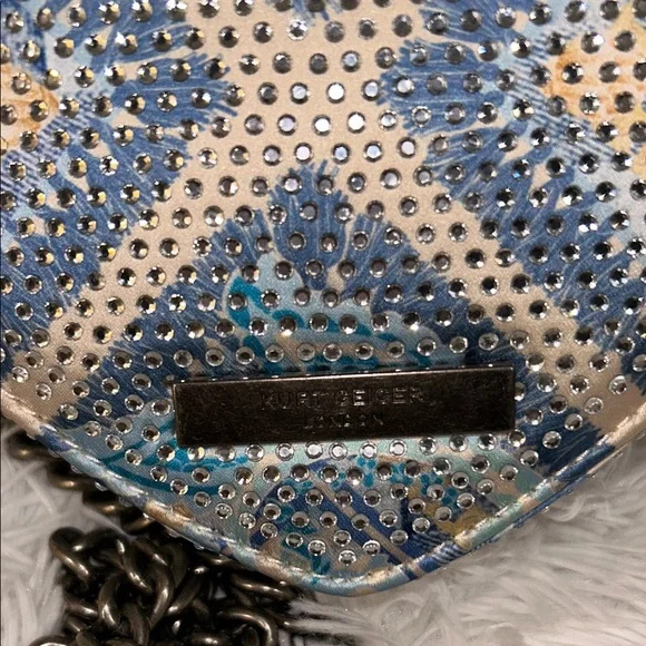 Kurt Geiger Blue and Silver Heart Crossbody with Crystal Detail - Picture 4 of 8